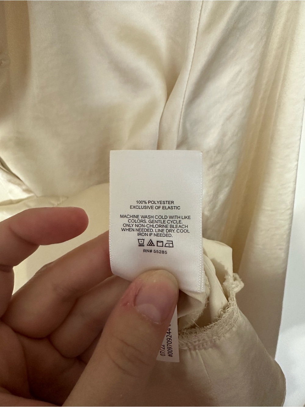 Express Cream Satin Tie Front Banded Bottom Portofino Blouse - Picture 6 of 6